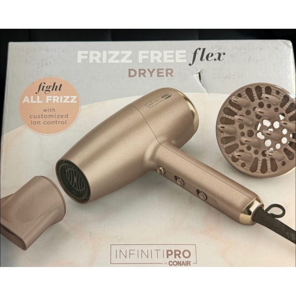 InfinitiPro by Conair Frizz Free Flex Dryer Champagne Gold Folding Hair Dryer